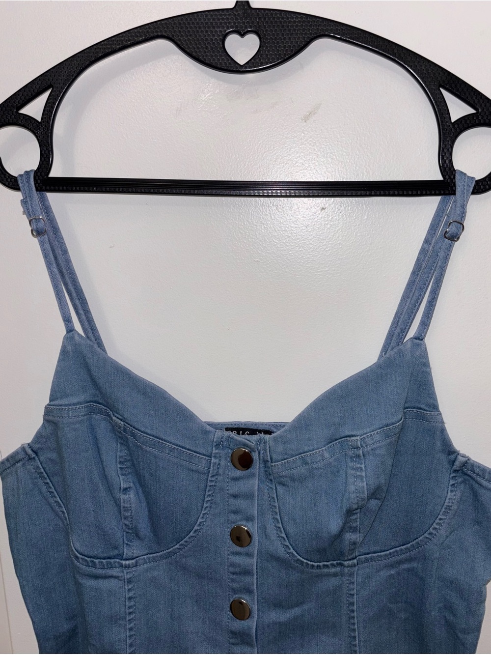 Blue Denim Button-Front Mini Dress - Picture 3 of 10